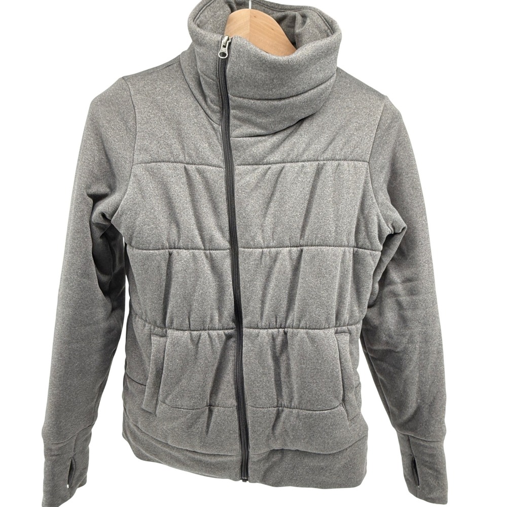The North Face Womens Gray Quilted Full Zip  soft shell Jacket Funnel Neck S